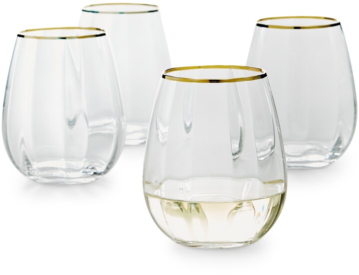 Martha Stewart Collection Optic Stemless Wine Glasses, Set of 4