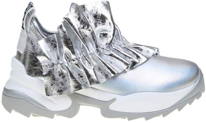 silver color sneakers
