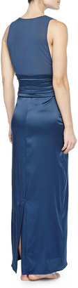 La Perla Ricamato Lace-Tulle Satin Gown, Blue