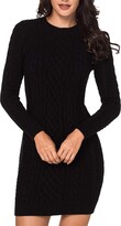 Thumbnail for your product : Viottiset Women's Knitted Pullover Sweater Dress Round Neck Long Sleeve Winter Mini Dress Black M