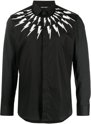 Neil Barrett Thunderbolt-Print Long-Sleeve Shirt