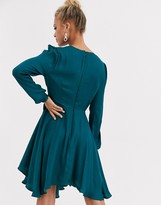 Thumbnail for your product : Forever New wrap tie mini dress in emerald green