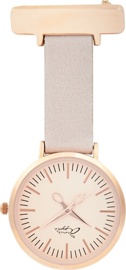 Bermuda Watch Company Annie Apple Ivory/Rose Gold/Grey Leather Nurse Fob Watch