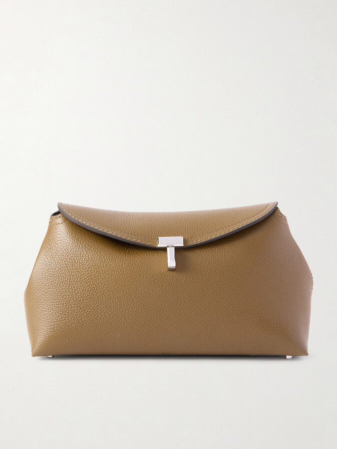 Totême T-lock Textured-leather Clutch - Brown