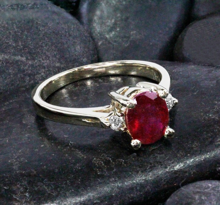 Burmese Ruby Diamond Ring 14Kt Yellow Gold Engagement Ring