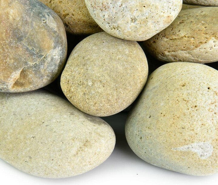 .25 cu. ft. 2 in. to 3 in. Buff Mexican Beach Pebbles Smooth Round Rock for Gardens, Landscapes and Ponds