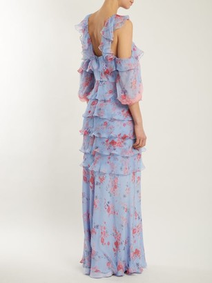 Vilshenko Alisanna Ruffle-trimmed Silk Dress - Blue Multi