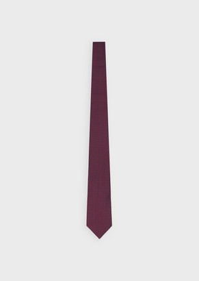 Emporio Armani Pure Silk Tie With Jacquard Micro-Pattern