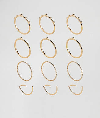 ASOS Pack Of 12 Ball And Faceted Rings