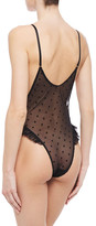 Thumbnail for your product : Le Petit Trou Anabelle Metallic-trimmed Flocked Tulle-paneled Jersey Bodysuit