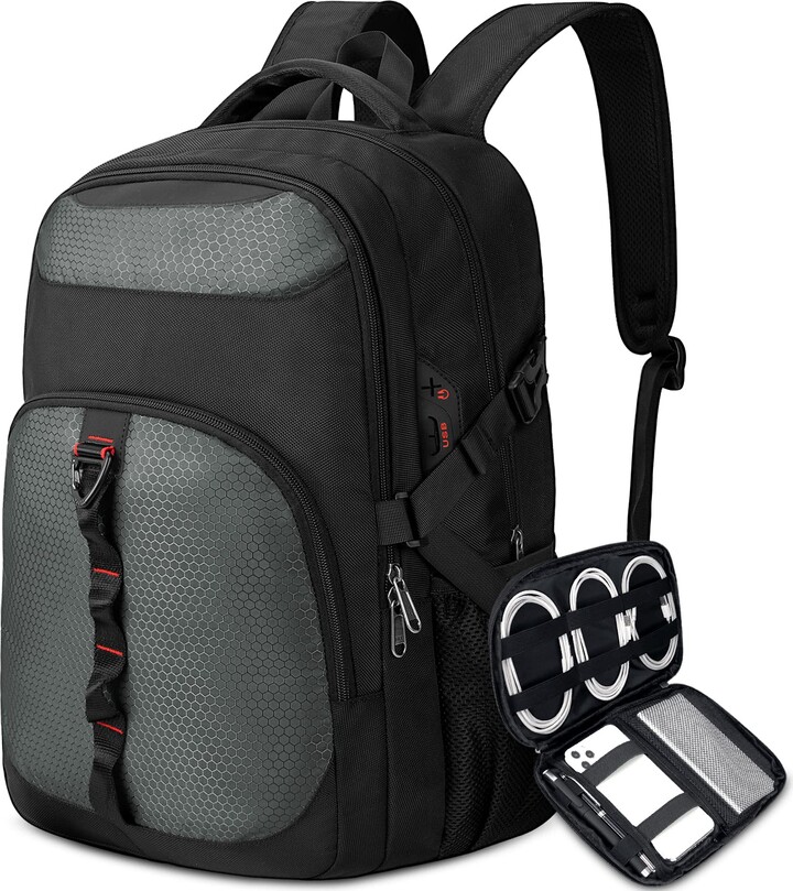 NEWHEY Laptop Backpack Men 17.3 Inch with Cable Organiser Bag Large