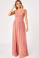 Thumbnail for your product : Little Mistress Grace Peach Embellished Neck Maxi Dress