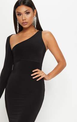 PrettyLittleThing Black Wrap Sleeve Maxi Dress