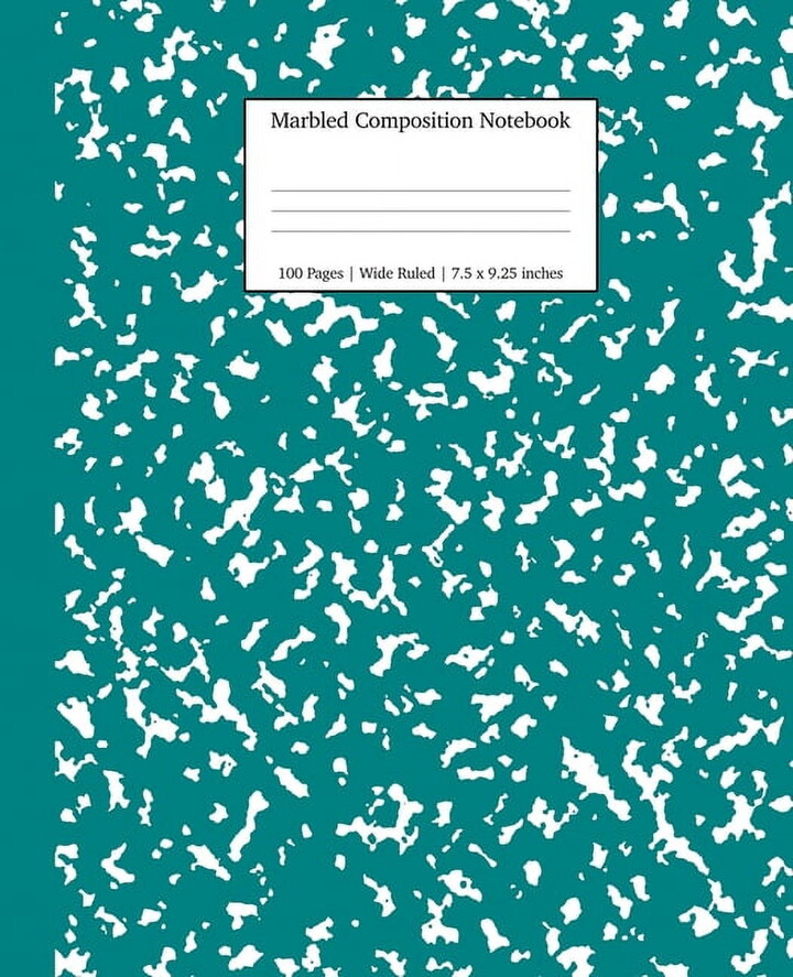 Young Dreamers Press Wide Ruled Marbled Composition Notebook, 75" x 925", Teal Marble, 100 Sheetss
