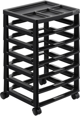 Brayden Studio Scrapbook Rolling Storage Cart 6-Tier Large Capacity With Organizer Top Black Frame With 6 Clear Cases And 4 Removable Wheels Storage Organizer Rol