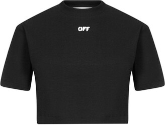 Off-White Logo Detailed Cropped T-Shirt