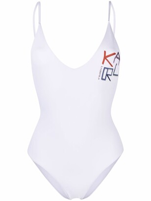 Karl Lagerfeld Paris Logo Print Swimsuit