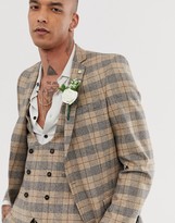 Thumbnail for your product : Twisted Tailor Ace super skinny wedding suit jacket with chain in heritage brown check