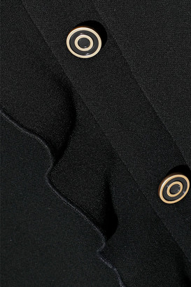 Saloni Marley Button-embellished Stretch-crepe Midi Dress