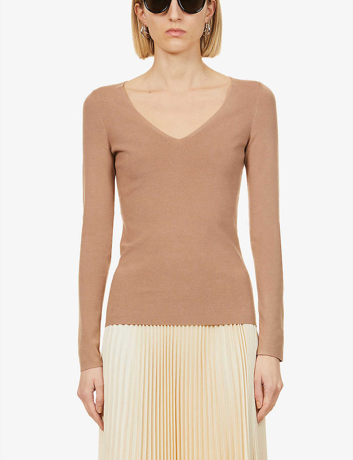 Camel V-neck Sweater | Shop the world's largest collection of 