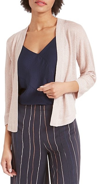 metallic cardigan dress