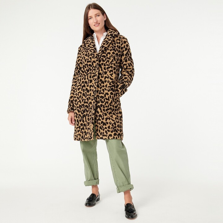 j crew double leopard topcoat