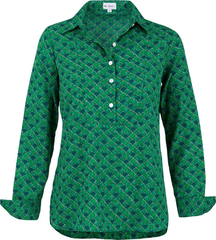 AtLAST Soho Shirt In Green Scallop