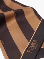 Thumbnail for your product : Fendi Striped Logo-print Silk-satin Scarf - Brown