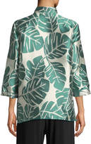 Thumbnail for your product : Caroline Rose Paradise Palm Jacquard Mandarin-Collar Jacket