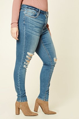 Forever 21 FOREVER 21+ Plus Size Distressed Jeans
