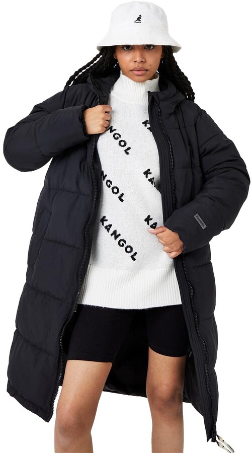 Kangol Womens Longline Puffer Jacket Long Sleeve Pockets Black 10 -  ShopStyle
