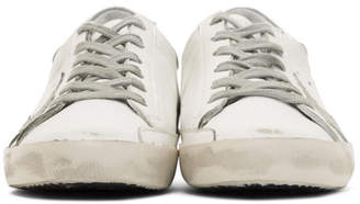 Golden Goose White and Silver Superstar Sneakers