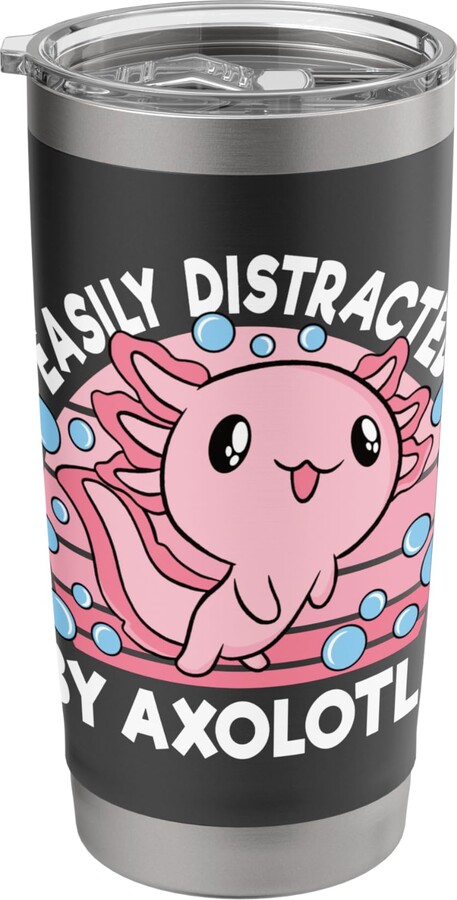 KATYLIN Easily Distracted By Axolotls Axolotl Lover Women Girls Kids Stainless Steel Insulated Tumbler