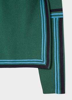 Paul Smith Men's Green Cotton Crew Neck Striped Sweater