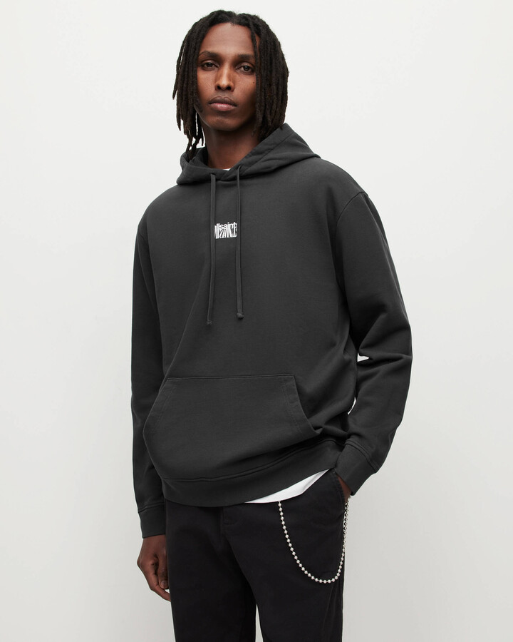 AllSaints Refract Pullover Hoodie - Washed Black - ShopStyle