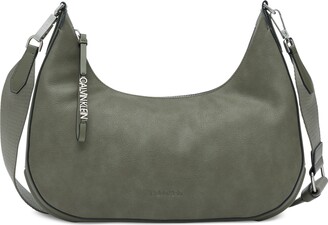 New Calvin Klein Signature Shoulder Bag Crossbody Brown & Natural Straw  H1ADLQS2