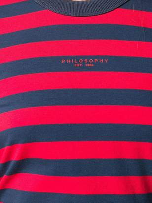 Philosophy di Lorenzo Serafini Pulled Shoulder Striped Cotton Blend Jumper