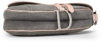 Christian Dior Limited Edition Pink & Grey Denim Saddle Bag