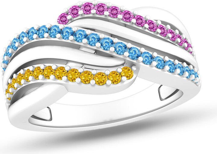 Zales Mother's Birthstone Rolling Wave Ring (3 Stones)