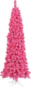 Hashtag Home Flocked Pink Fir 6.5' Artificial Christmas Tree with Stand