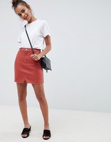 Thumbnail for your product : ASOS Petite DESIGN Petite denim pelmet skirt in rust-Brown