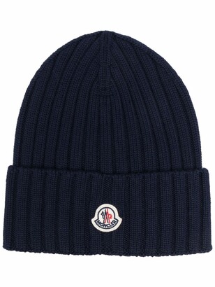 Moncler Ribbed-Knit Logo-Patch Beanie