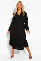 Thumbnail for your product : boohoo Plus Wrap Midi Belted Shirt Dress