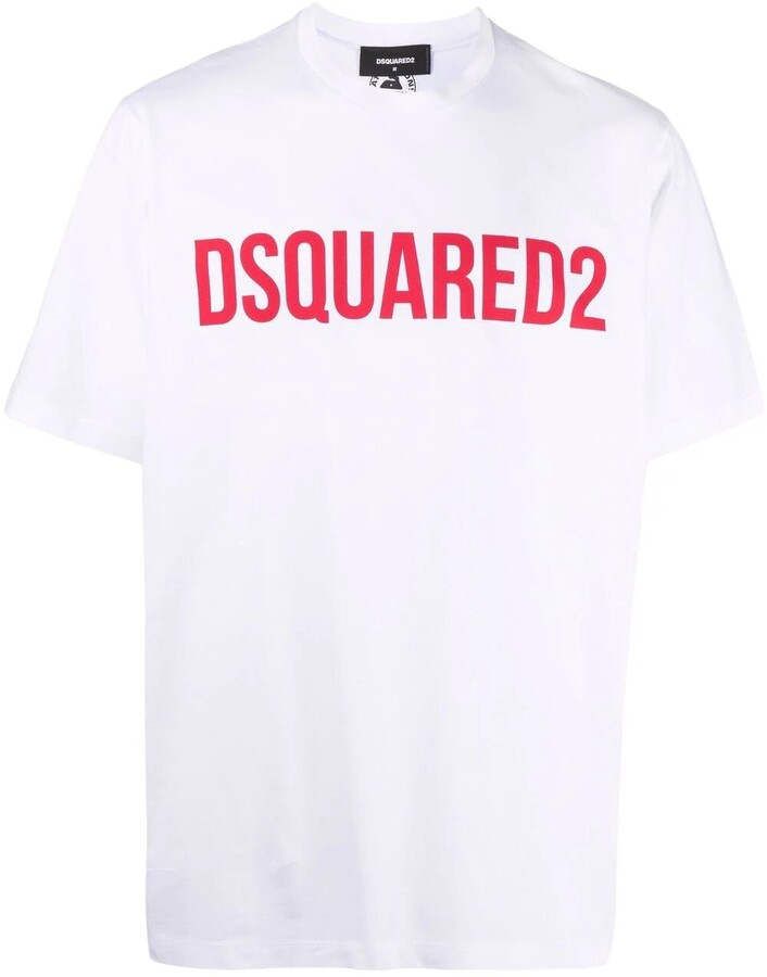 DSQUARED2 Slouch Logo-print T-shirt in White - ShopStyle