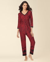 Thumbnail for your product : Soma Intimates Cardigan Pajama Set Jaguar Ruby Border