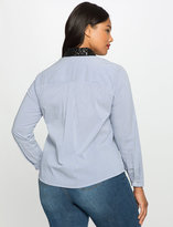 Thumbnail for your product : ELOQUII Plus Size Sequin Collar Button Down Blouse