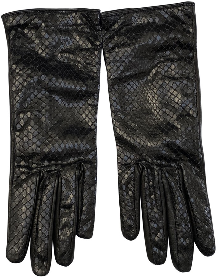 Saint Laurent Black Python Gloves ShopStyle