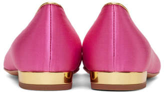 Charlotte Olympia SSENSE Exclusive Pink Satin Kitty Flats