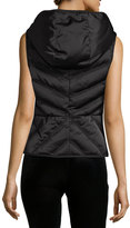 Thumbnail for your product : Blanc Noir Satin Mesh-Inset Puffer Vest, Black