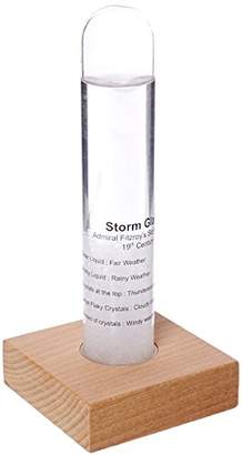 Kikkerland Storm Glass Barometer with Beech Wood Base
